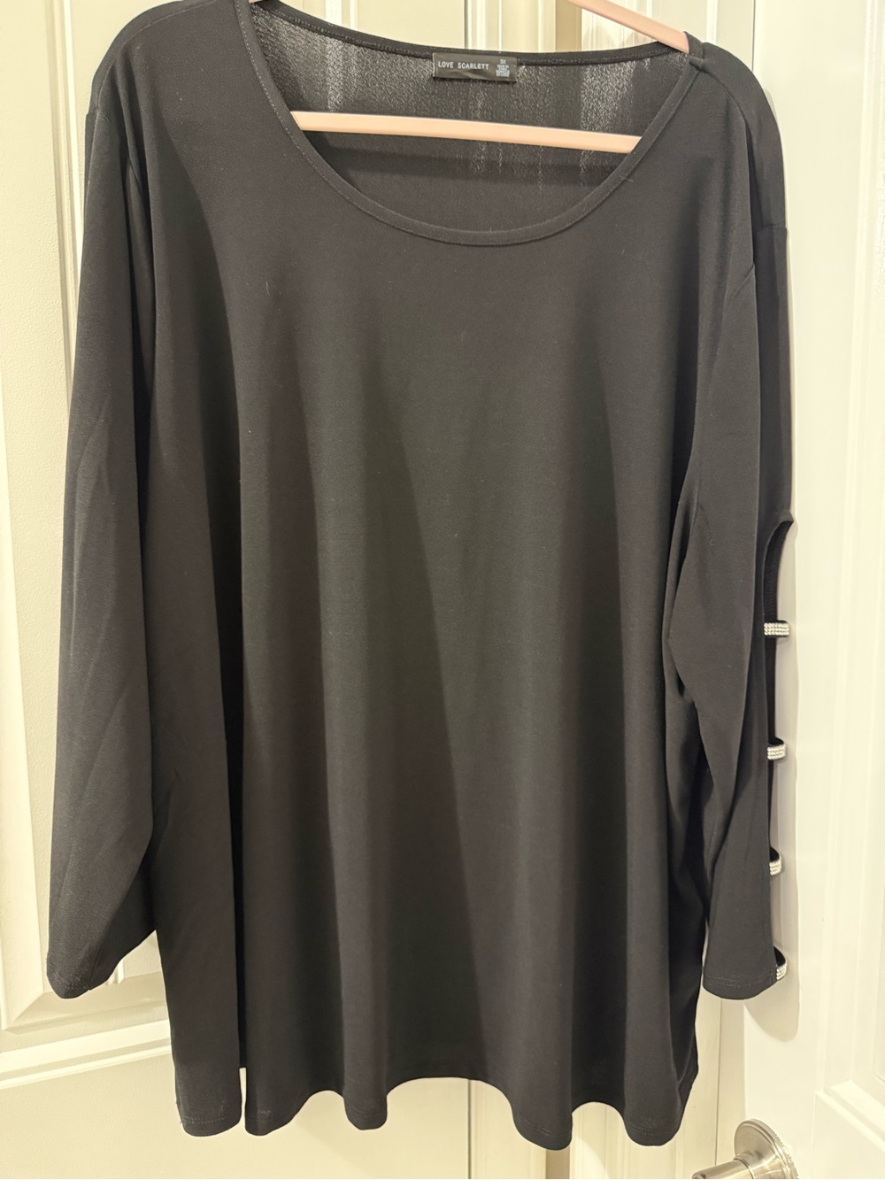 Scarlett Black Long Sleeve Top with Sleeve Button Accents